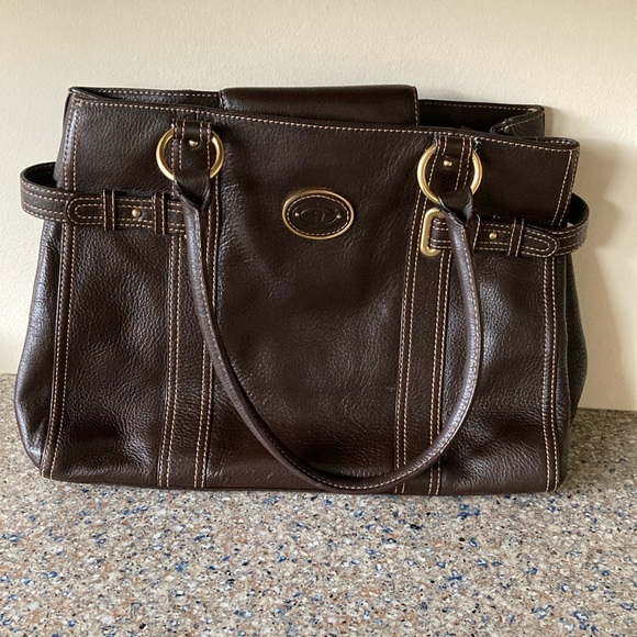 Like-new Aigner Chocolate Brown Buttery Leather Shoulder Tote - Picture 1 of 6